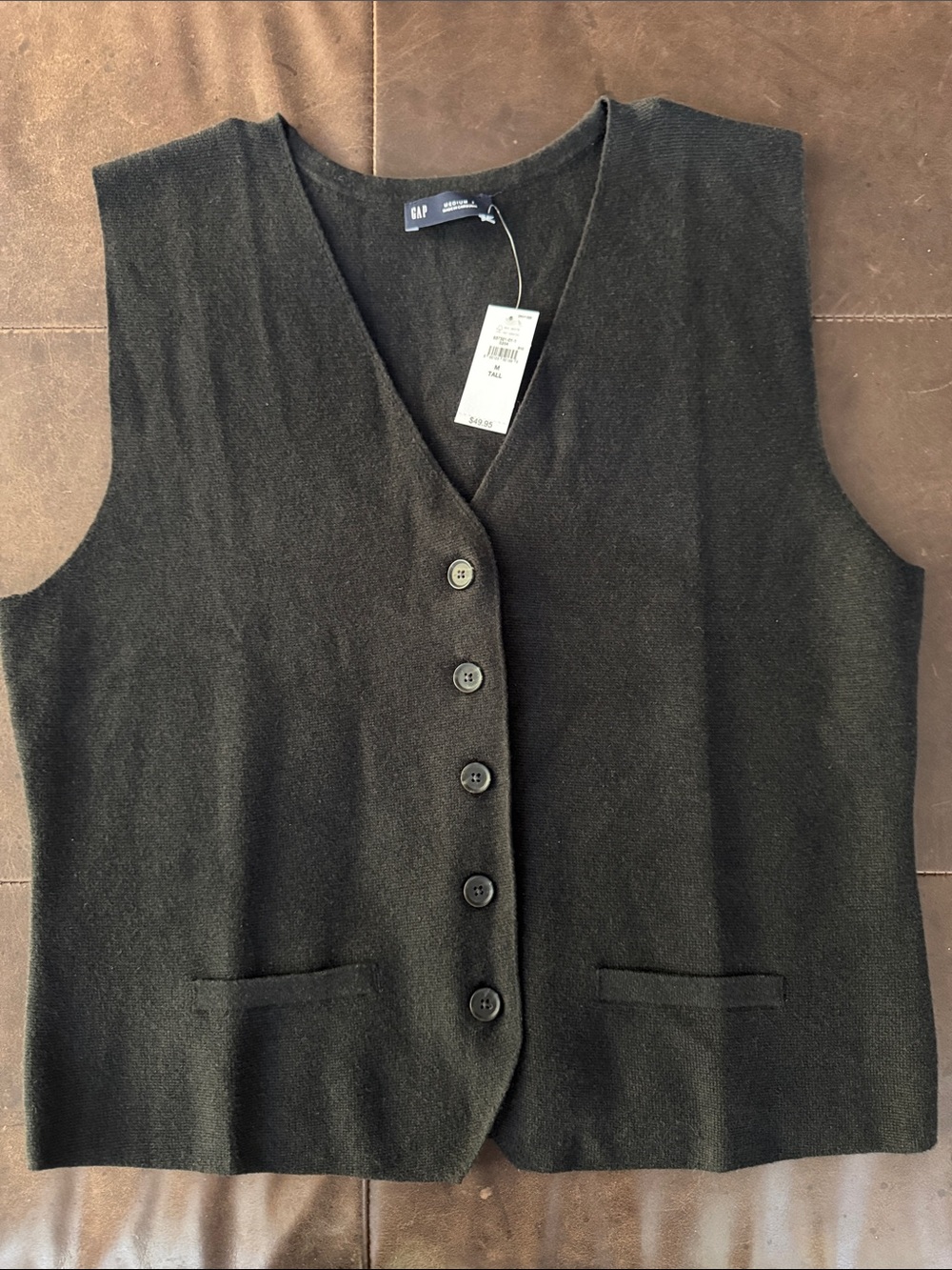 GAP Black Button V-Neck Vest